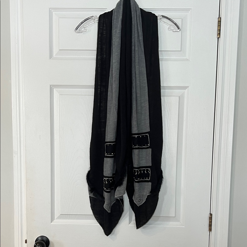 Black and Gray Scarf with Accents